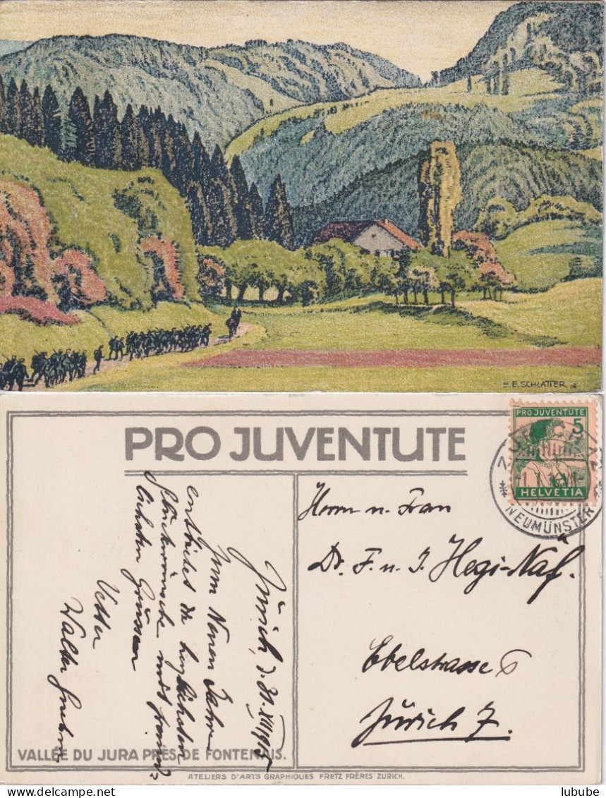 Pro Juventute Karte 36  "Vallée Du Jura Près De Fontenais"        1913 - Covers & Documents