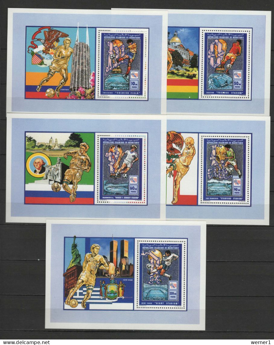 Mauritania 1994 Football Soccer World Cup, Set Of 5 S/s MNH - 1994 – USA