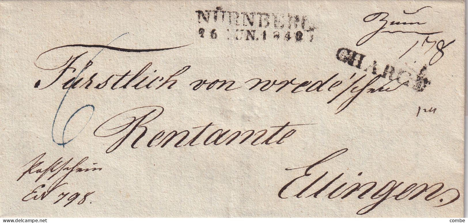 VIEILLE LETTRE. ALLEMAGNE. CHARGÉ. 1843. NURNBERG - ESSINGEN - Prephilately