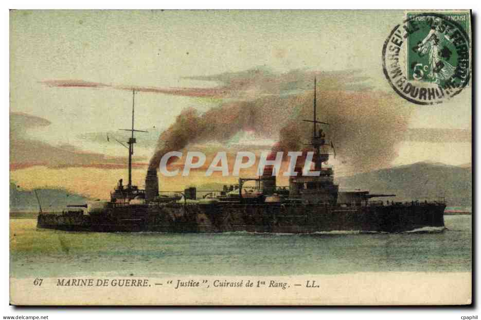 CPA Bateau Justice Cuirasse De 1er Rang - Warships