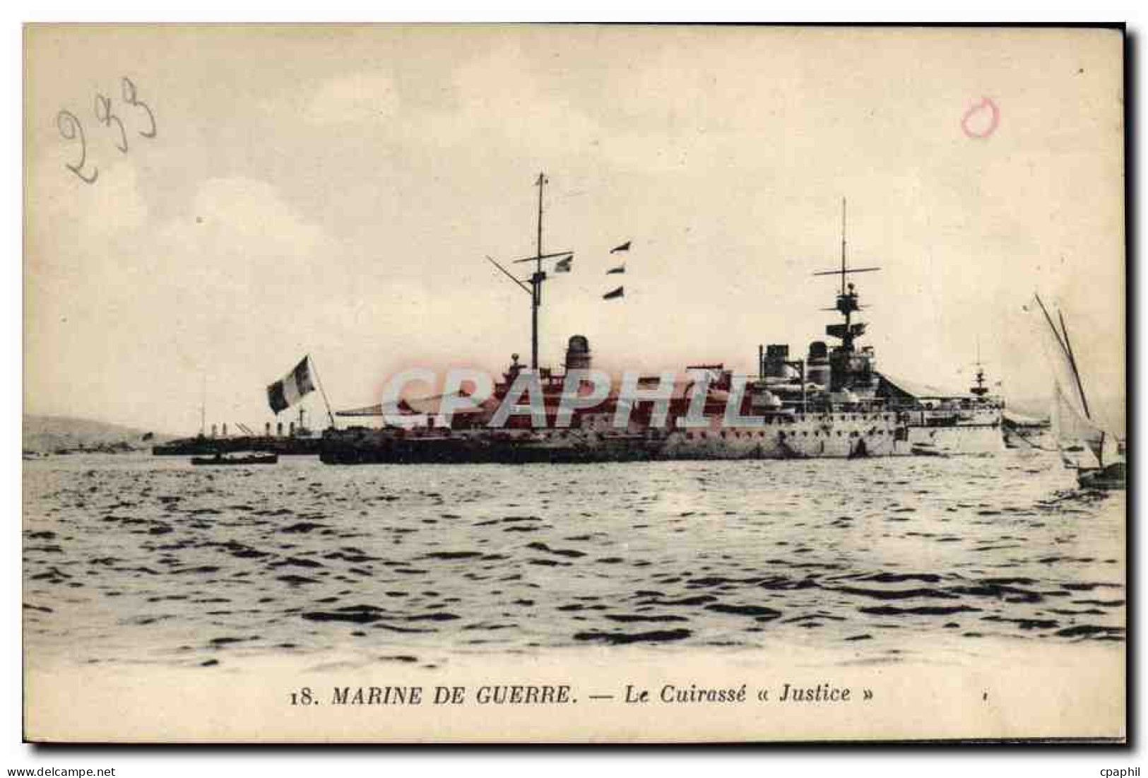 CPA Bateau Le Cuirasse Justice - Warships