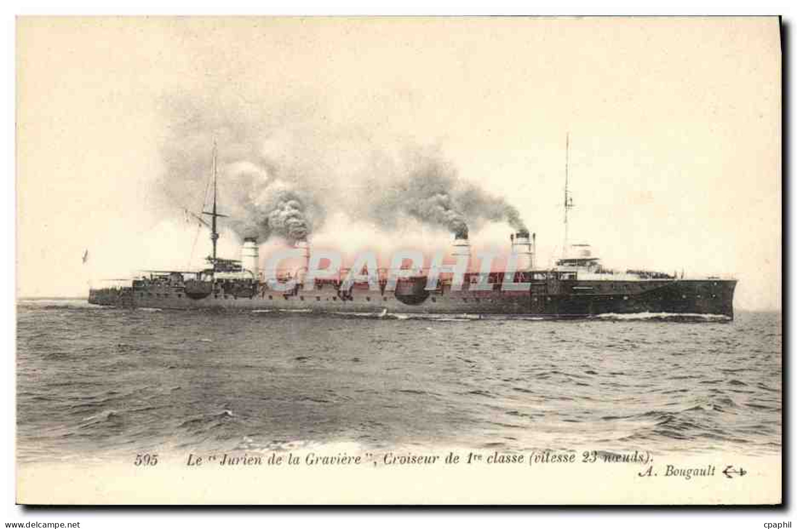 CPA Bateau Le Jurien De La Graviere Croiseur De 1ere Classe - Warships