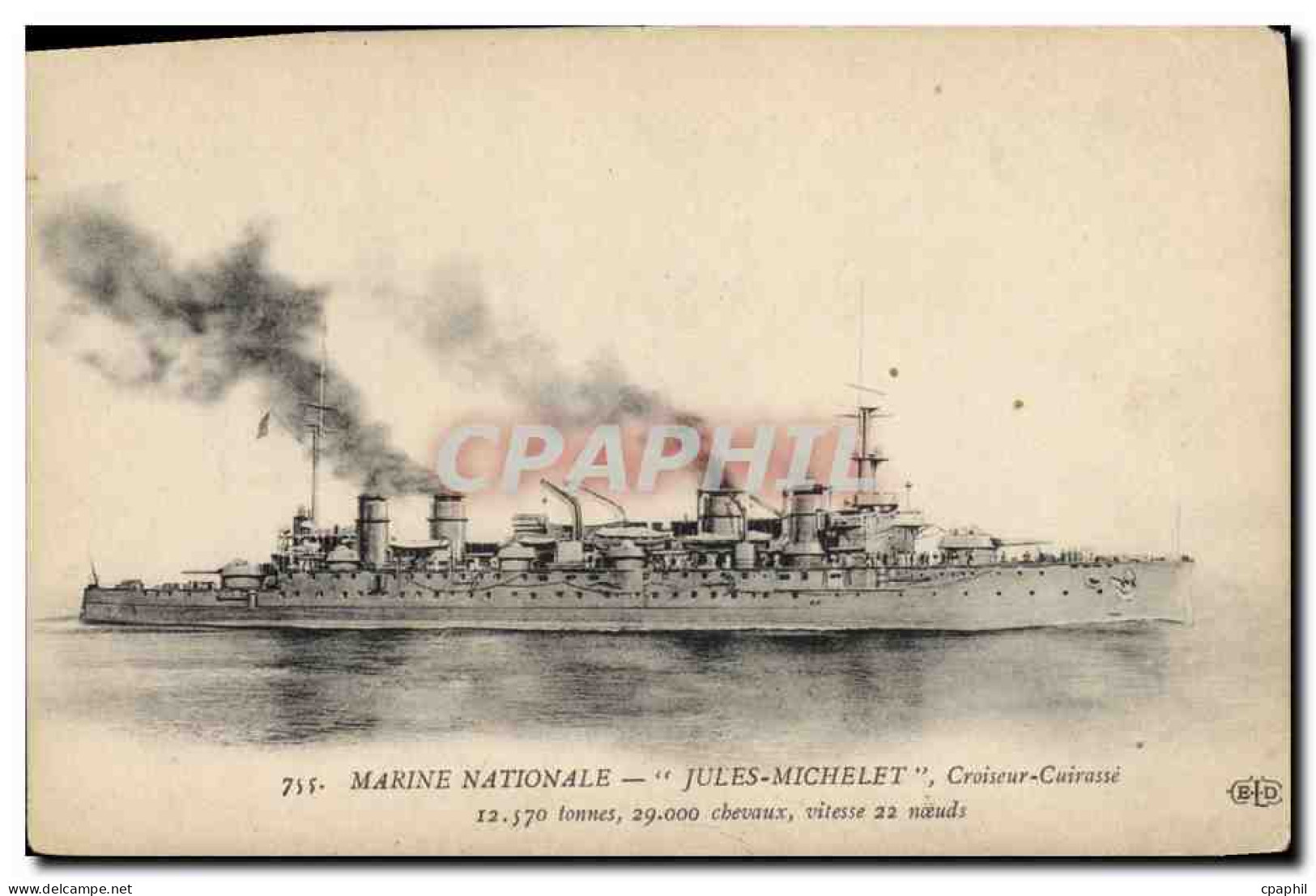 CPA Bateau Jules Michelet Croiseur Cuirasse - Warships