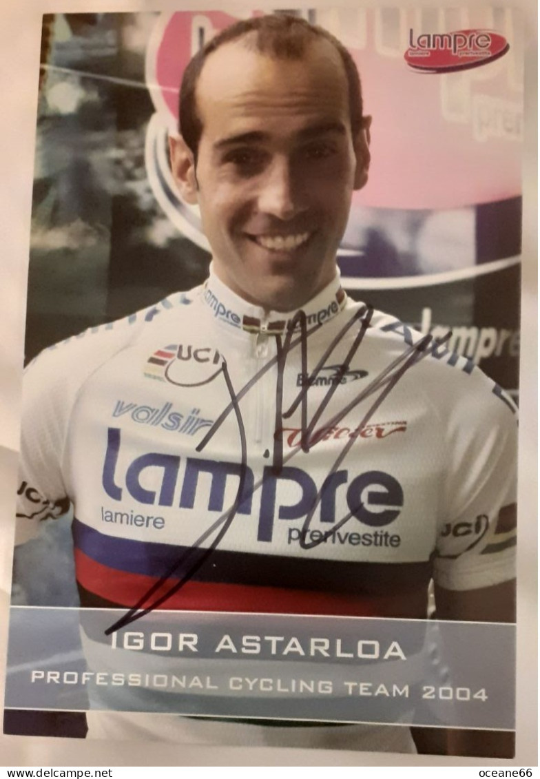 Autographe Igor Astarloa Champion Du Monde Lampre 2004 - Ciclismo