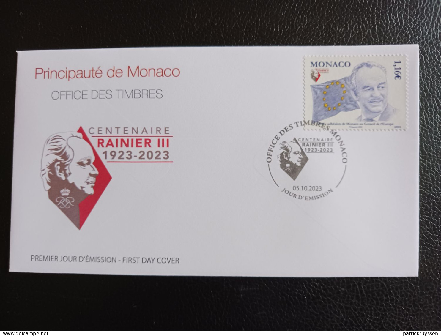 Monaco 2023 Rainier III Centenary Monaco Joins Council Europe 2004 Flag 1v FDC PJ - Unused Stamps