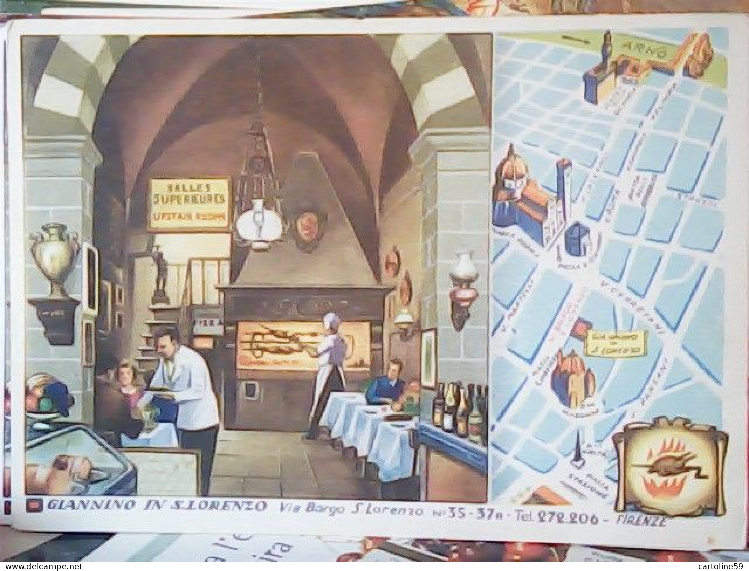 FIRENZE  Rosticceria - Ristorante - Pizzeria - Giannino In S. Lorenzo ILLUSTRATA  N1955 JV6338 - Firenze (Florence)