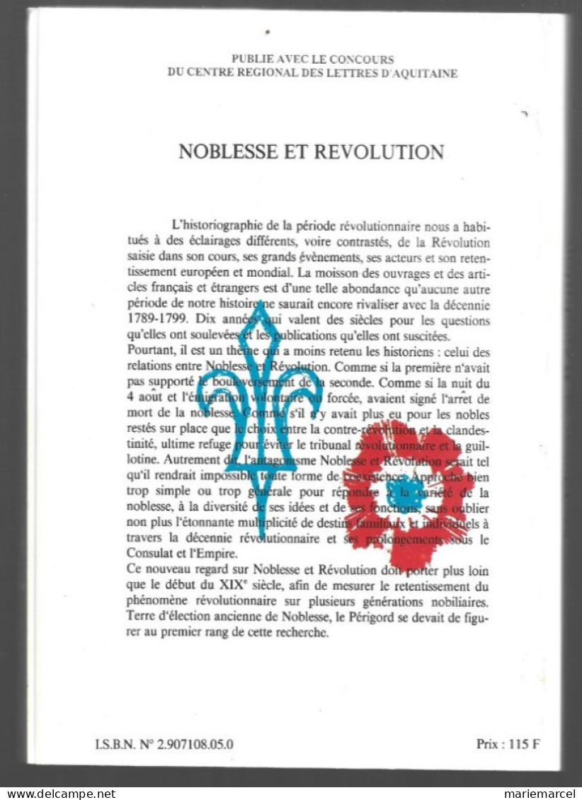 NOBLESSE ET REVOLUTION. (I.R.E.N.A.)  LES CAHIERS DE COMMARQUE. 1991. - History