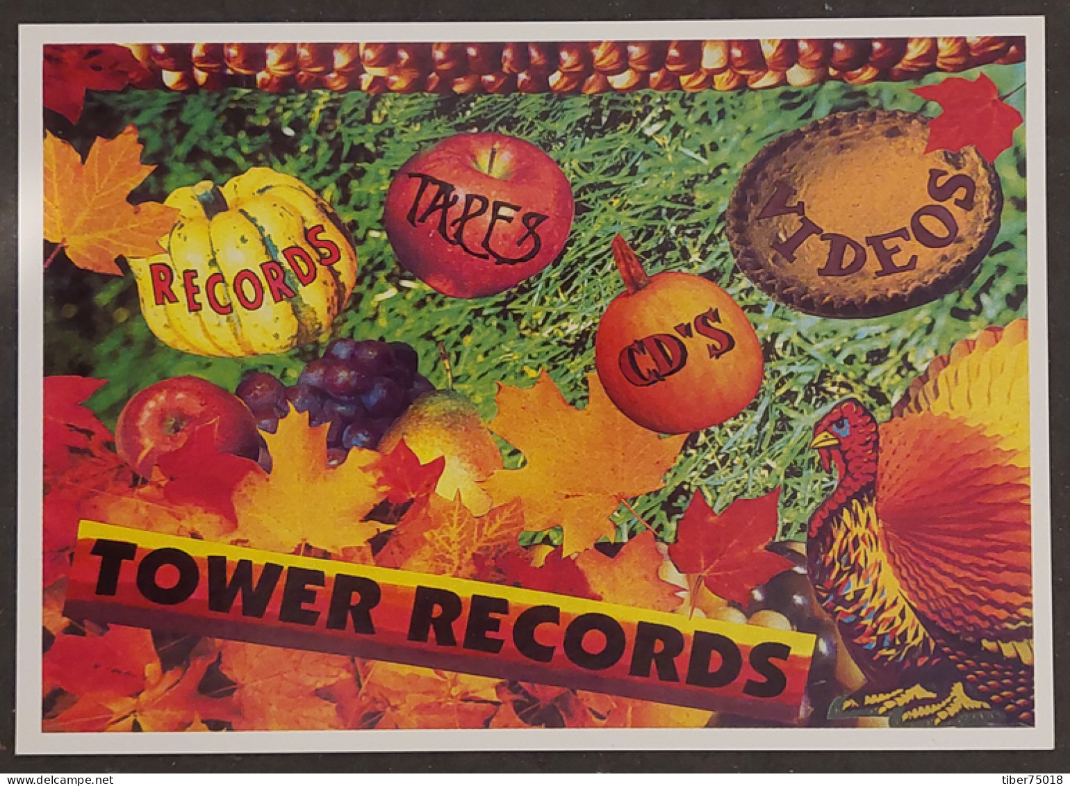 Carte Postale (Tower Records) Illustration : Maria Gregoire (dinde - Citrouille - Pomme) - Reclame