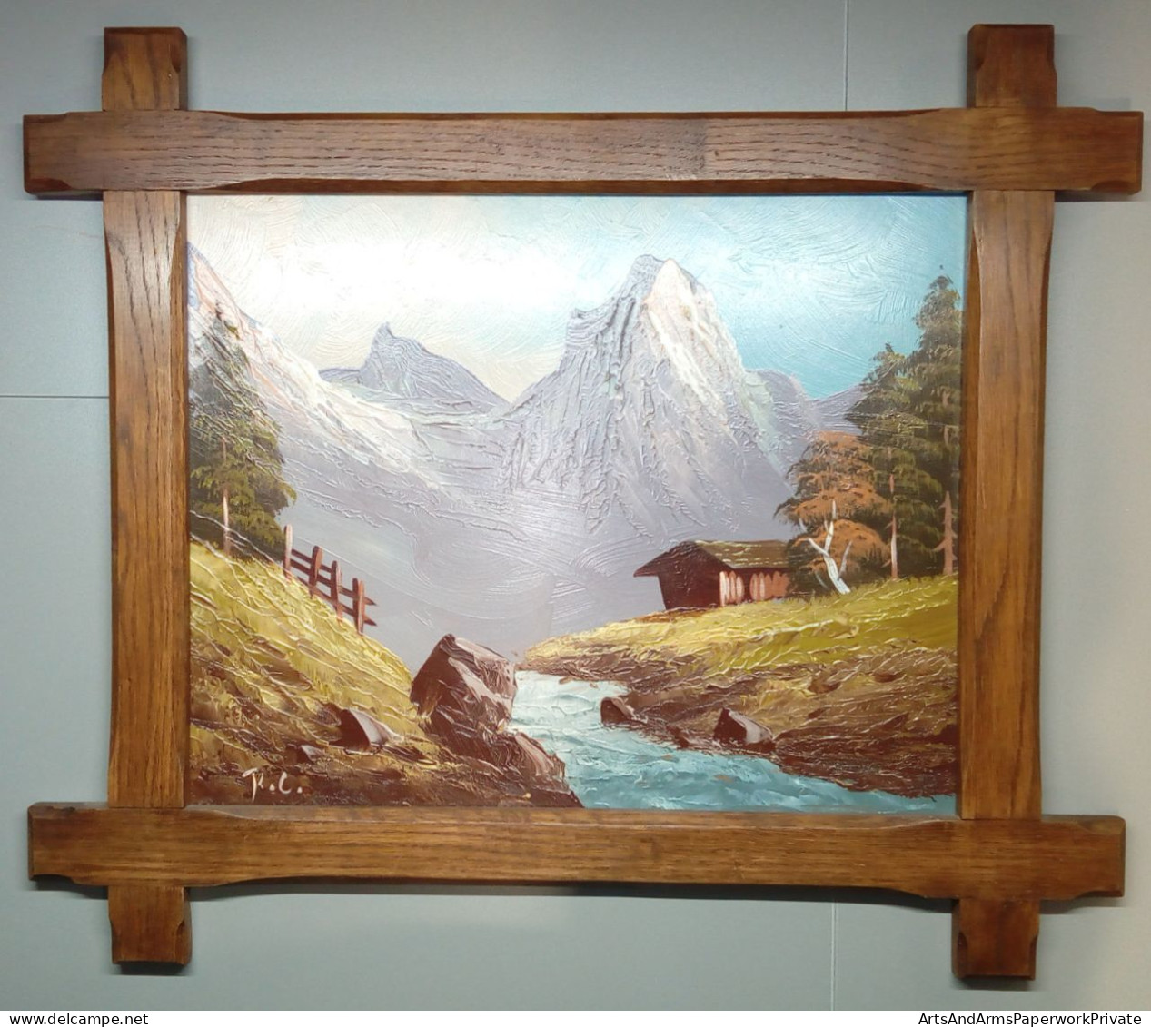 Paysage De Montagne Avec Alpage Et Rivière/ Mountain Landscape With Mountain Pasture And River - Oelbilder