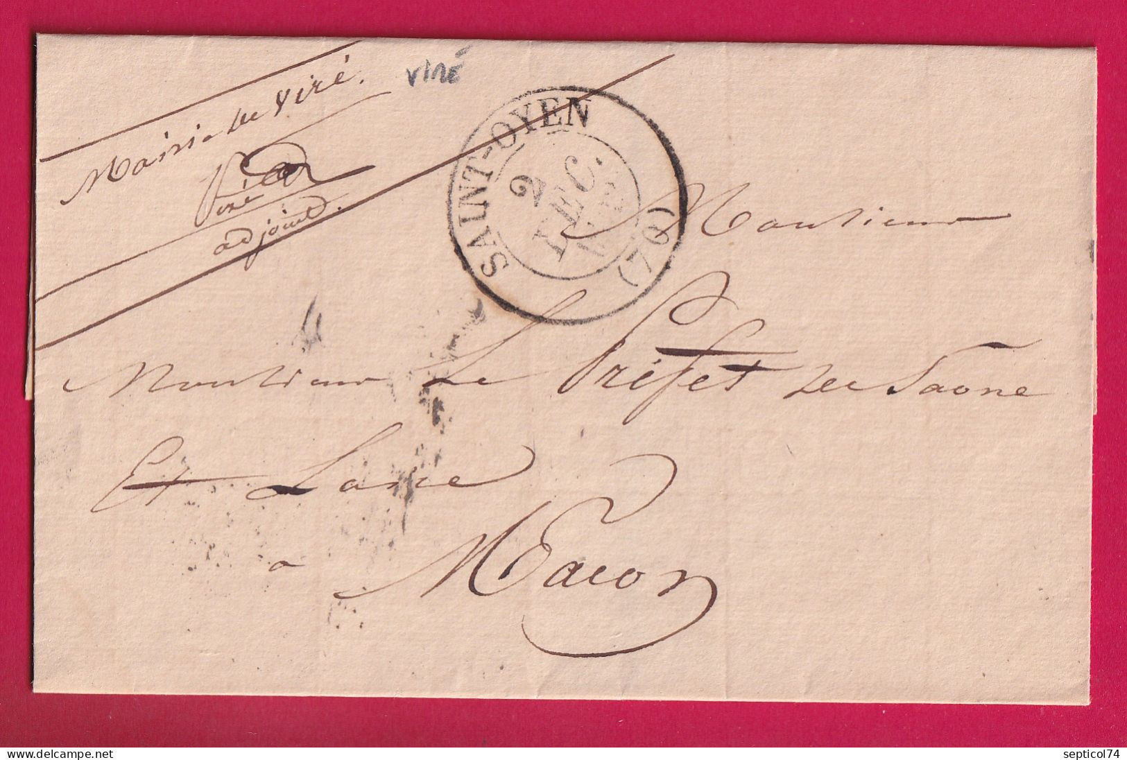 CAD TYPE 13 SAINT OYEN SAONE ET LOIRE FRANCHISE DE VIRE POUR MACON LETTRE - 1801-1848: Precursors XIX