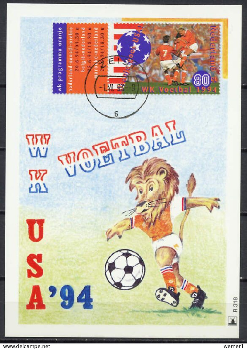 Netherlands 1994 Football Soccer World Cup Stamp On Maximumcard - 1994 – Verenigde Staten