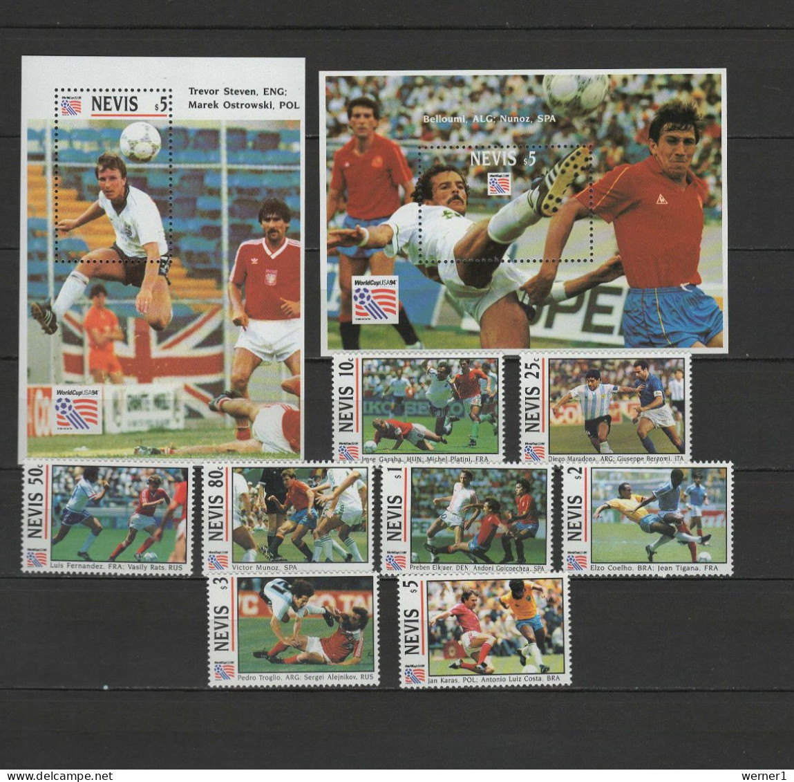 Nevis 1993 Football Soccer World Cup Set Of 8 + 2 S/s MNH - 1994 – États-Unis