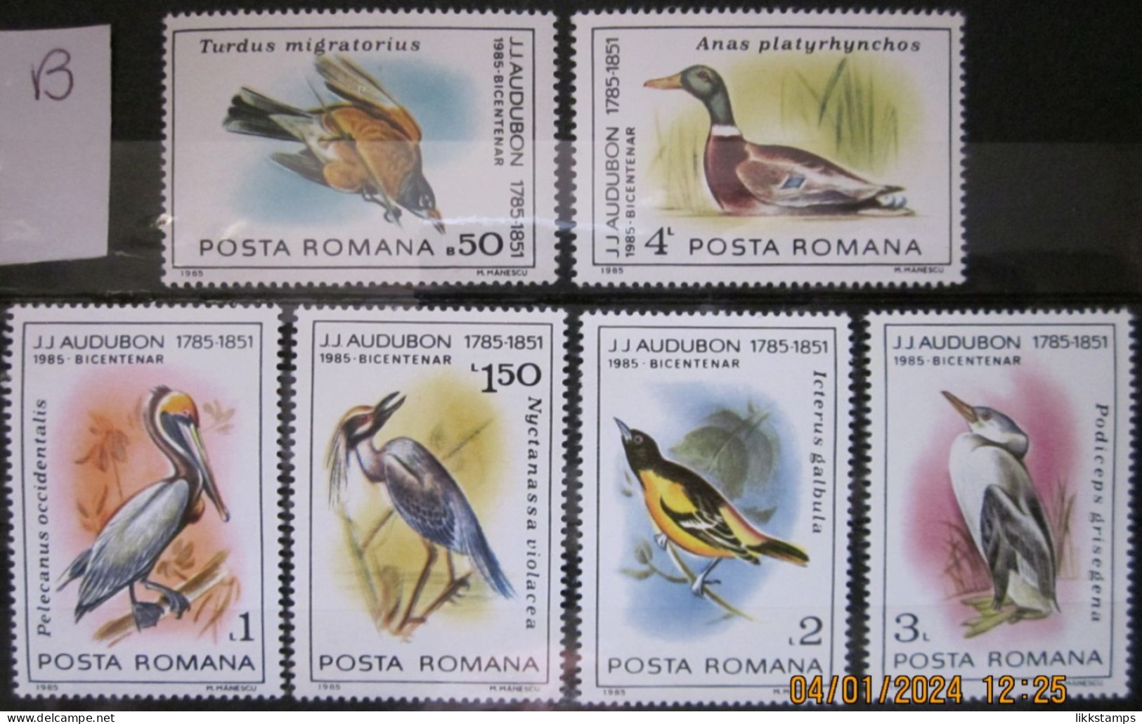 ROMANIA ~ 1985 ~ S.G. NUMBERS 4936 - 4941. ~ 'LOT B' ~ BIRDS. ~ MNH #03560 - Nuovi