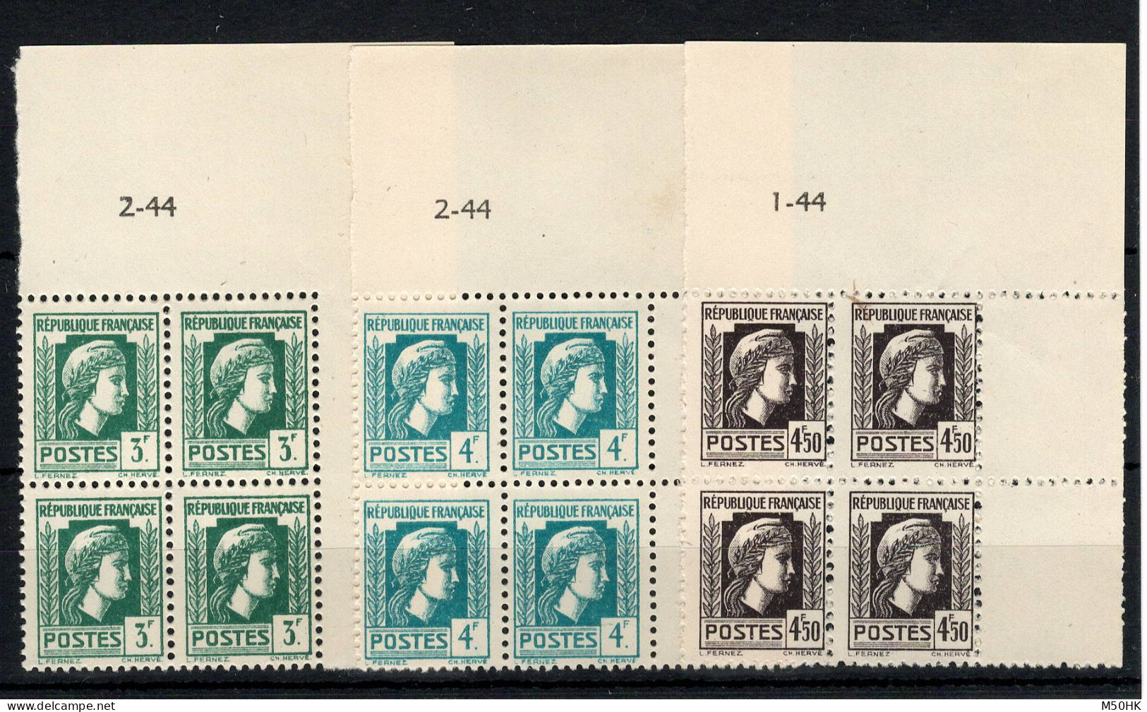 Coin Daté - YV 642 / 643 / 644 En Coins Datés N** MNH Luxe Complets - 1940-1949