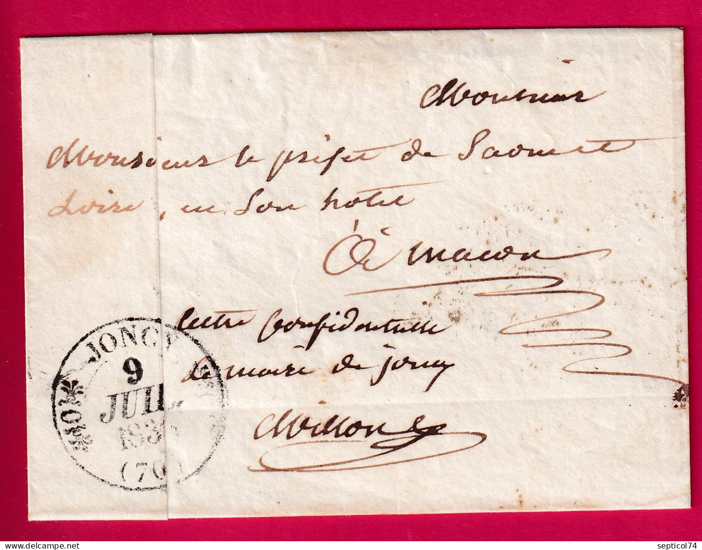 CAD TYPE 11 JONCY SAONE ET LOIRE FRANCHISE DU MAIRE POUR MACON SAONE ET LOIRE INDICE 13 LETTRE - 1801-1848: Precursors XIX