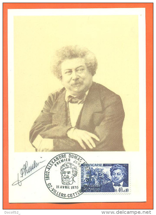 Carte Maximum 1er Jour - Alexandre Dumas Pere Villers Cotteret 11 Avril 1970 - 1970-1979