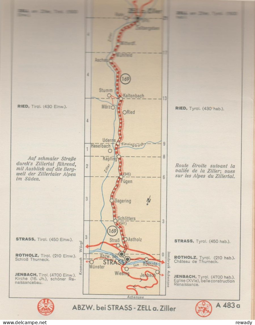 Austria - Streckenkarte Des OAMTC - Route - 11 Maps (1964) - Auto's