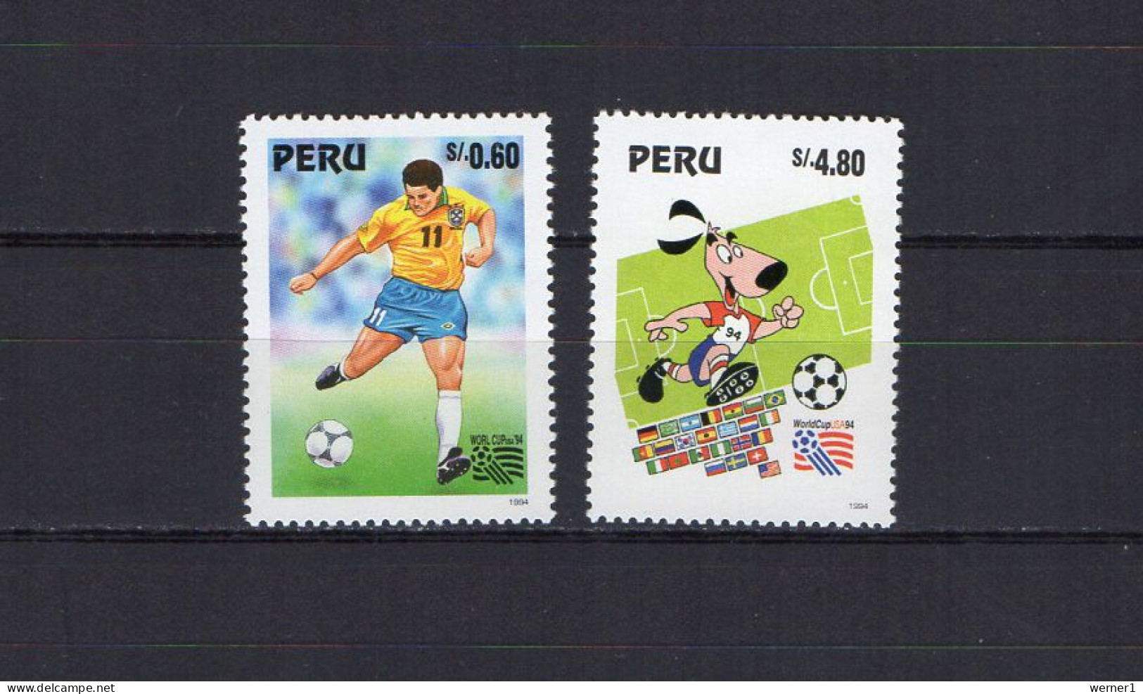 Peru 1995 Football Soccer World Cup Set Of 2 MNH - 1994 – Vereinigte Staaten