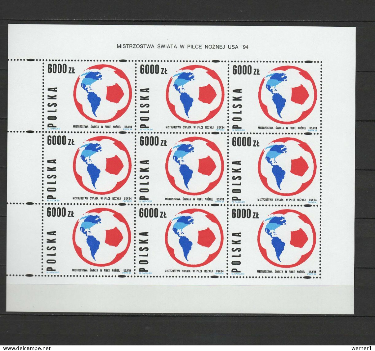 Poland 1994 Football Soccer World Cup Sheetlet MNH - 1994 – États-Unis