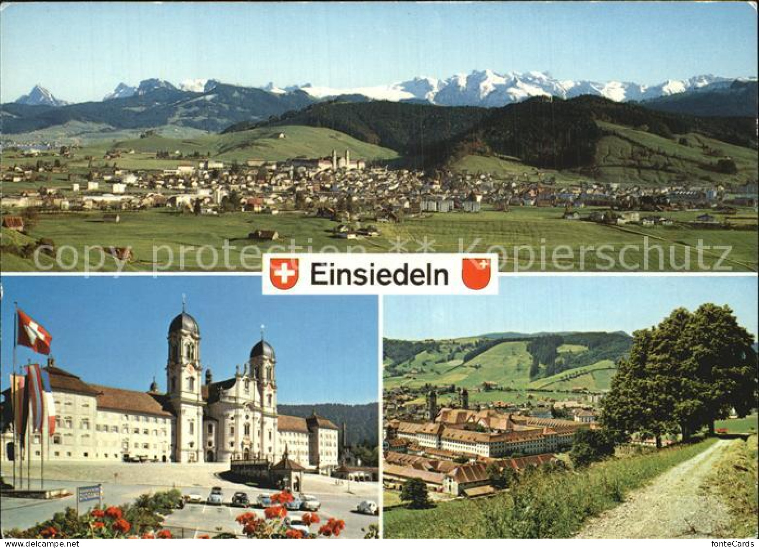 12532710 Einsiedeln SZ Panorama Kloster Einsiedeln - Autres & Non Classés