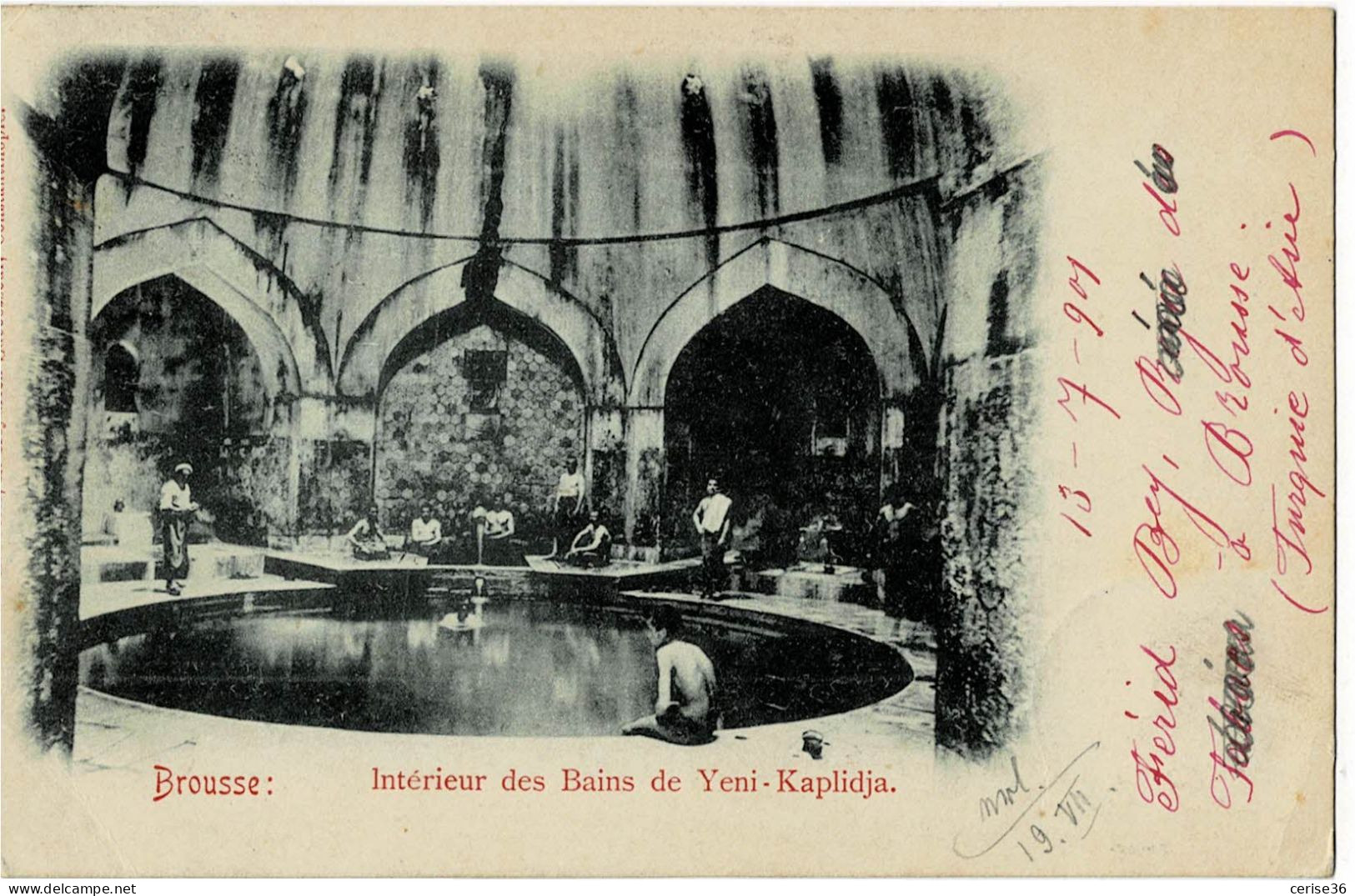 Brousse - Bursa Intérieur Des Bains De Yeni-Kaplidja Circulée En 1901 - Türkei