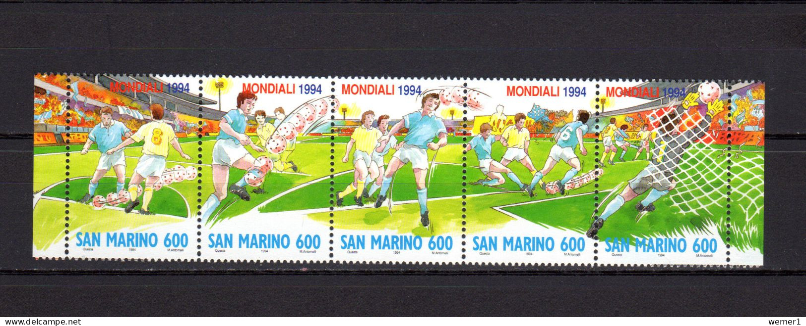 San Marino 1994 Football Soccer World Cup, Set Of 5 MNH - 1994 – Stati Uniti