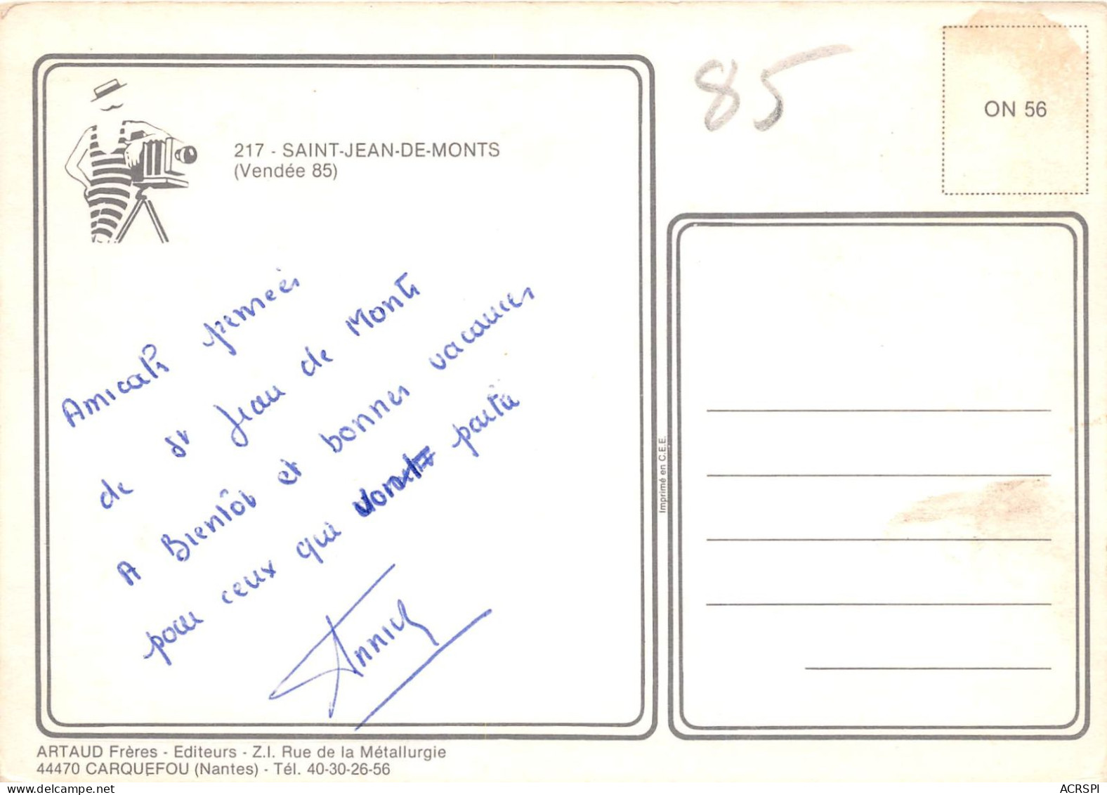 SAINT JEAN DE MONTS 16(scan Recto-verso) MA2112 - Saint Jean De Monts