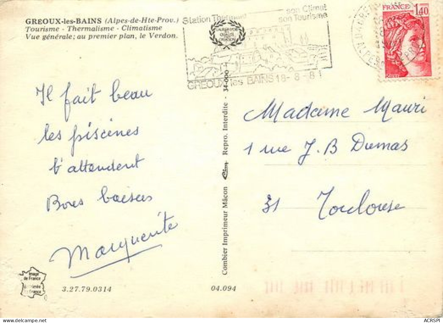 GREOUX LES BAINS    Vue Aerienne  33   (scan Recto-verso)MA2111Ter - Gréoux-les-Bains