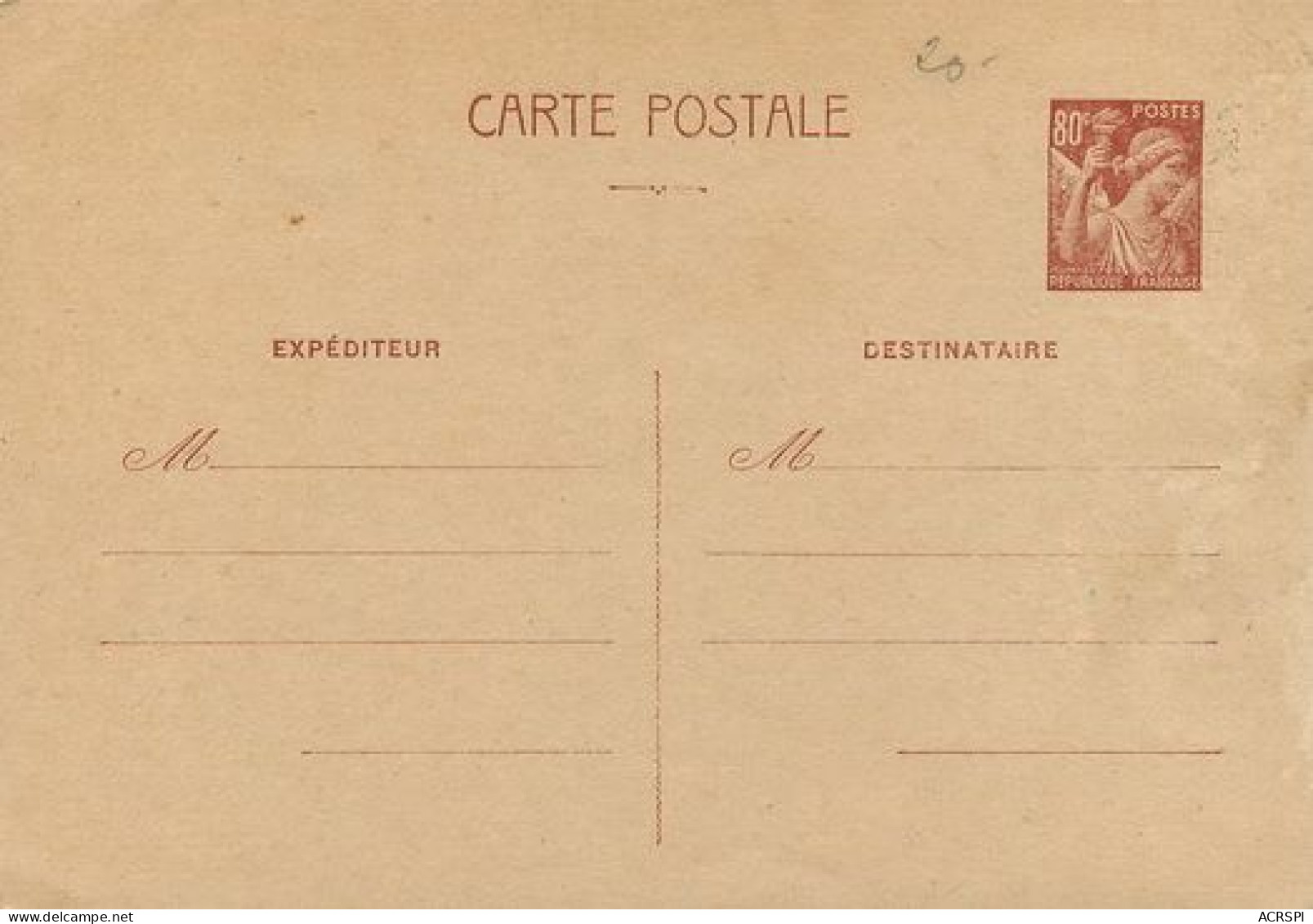 Carte Postale Postes  80 Centimes 62 (scan Recto-verso)MA2111Bis - Altri & Non Classificati