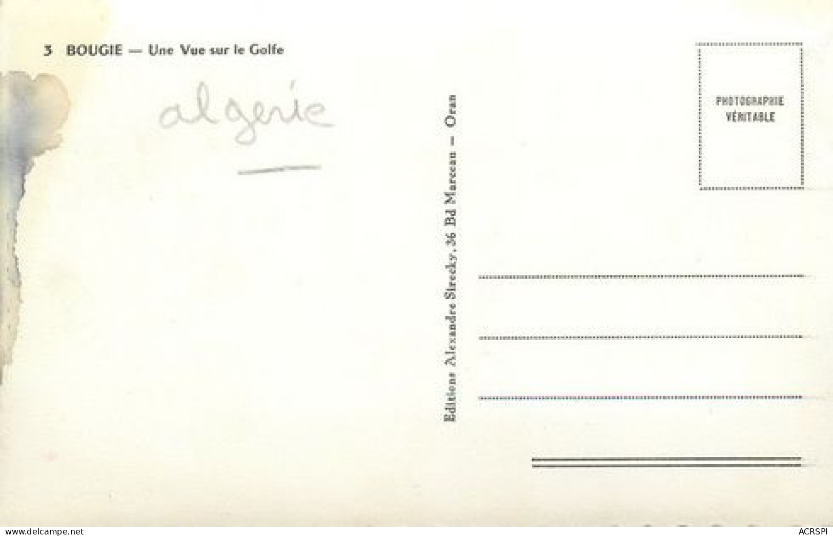 Algerie BOUGIE Vue Sur Le Golfe  58 (scan Recto-verso)MA2111Bis - Other & Unclassified