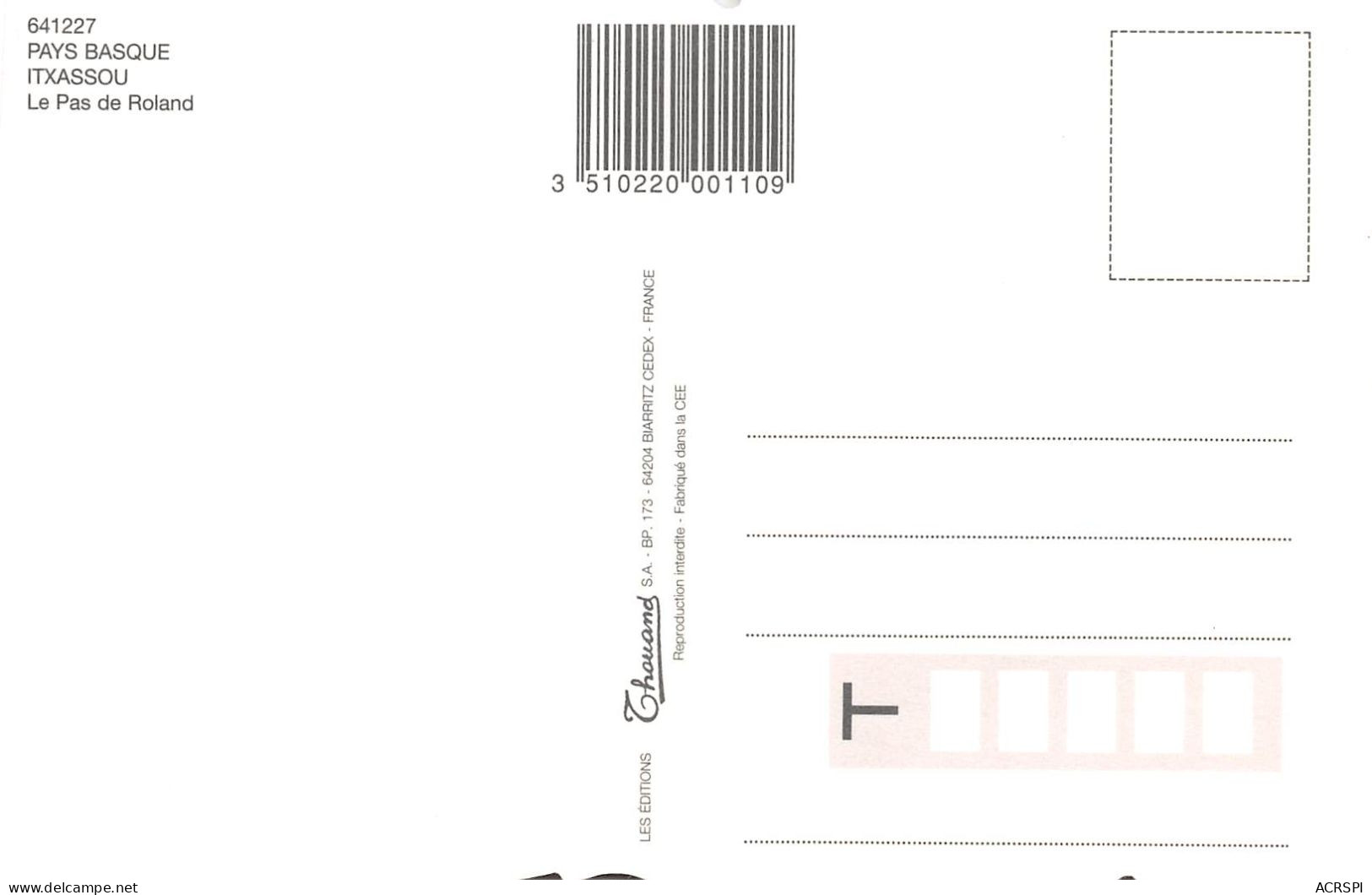 ITXASSOU Le Pas De Roland 18(scan Recto-verso) MA2108 - Itxassou