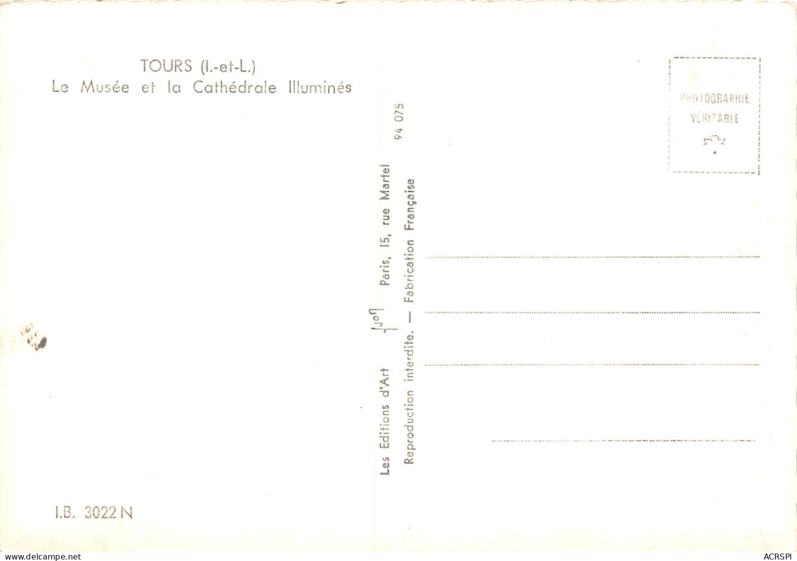 TOURS Le Musee Et La Cathedrale Illumines 10(scan Recto-verso) MA2101 - Tours