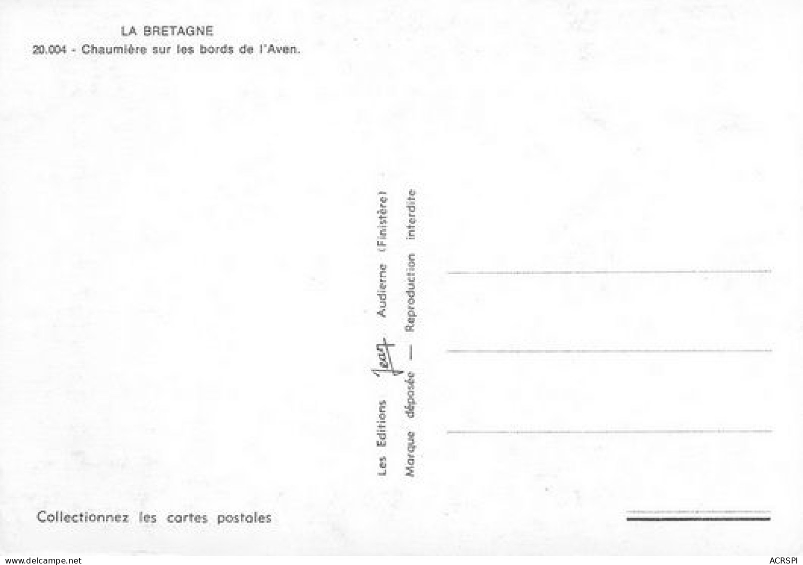 BRETAGNE Chaumiere Sur Les Bords De L'AVEN  9 (scan Recto Verso)MA2100BIS - Bretagne