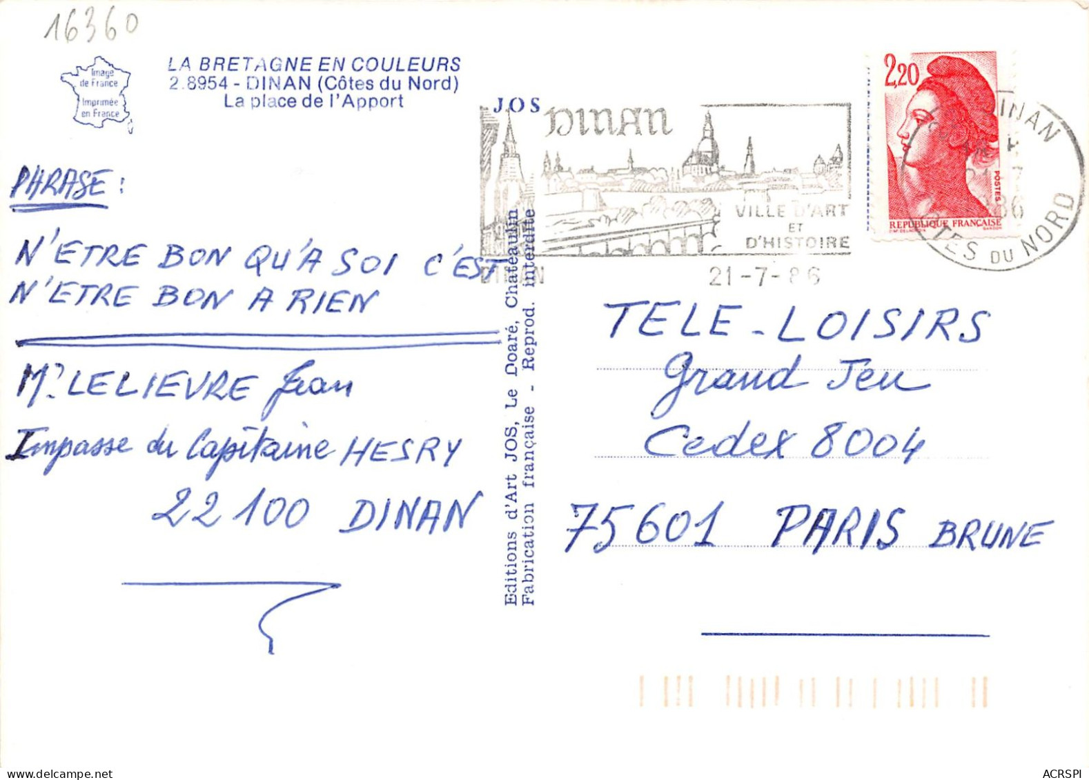 DIANAN La Place De L Apport 19(scan Recto-verso) MA2124 - Dinan