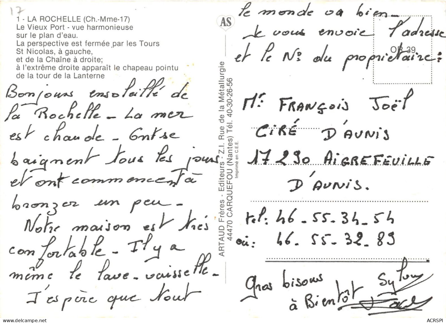 LA ROCHELLE Le Vieux Port Vue Harmonieuse Sur Le Plan D Eau 9(scan Recto-verso) MA2123 - La Rochelle