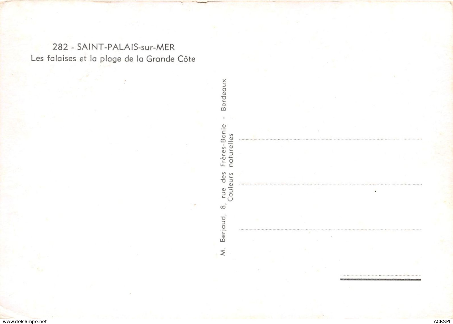 SAINT PALAIS SUR MER Les Falaises Et La Plage De La Grande Cote 5(scan Recto-verso) MA2123 - Saint-Palais-sur-Mer