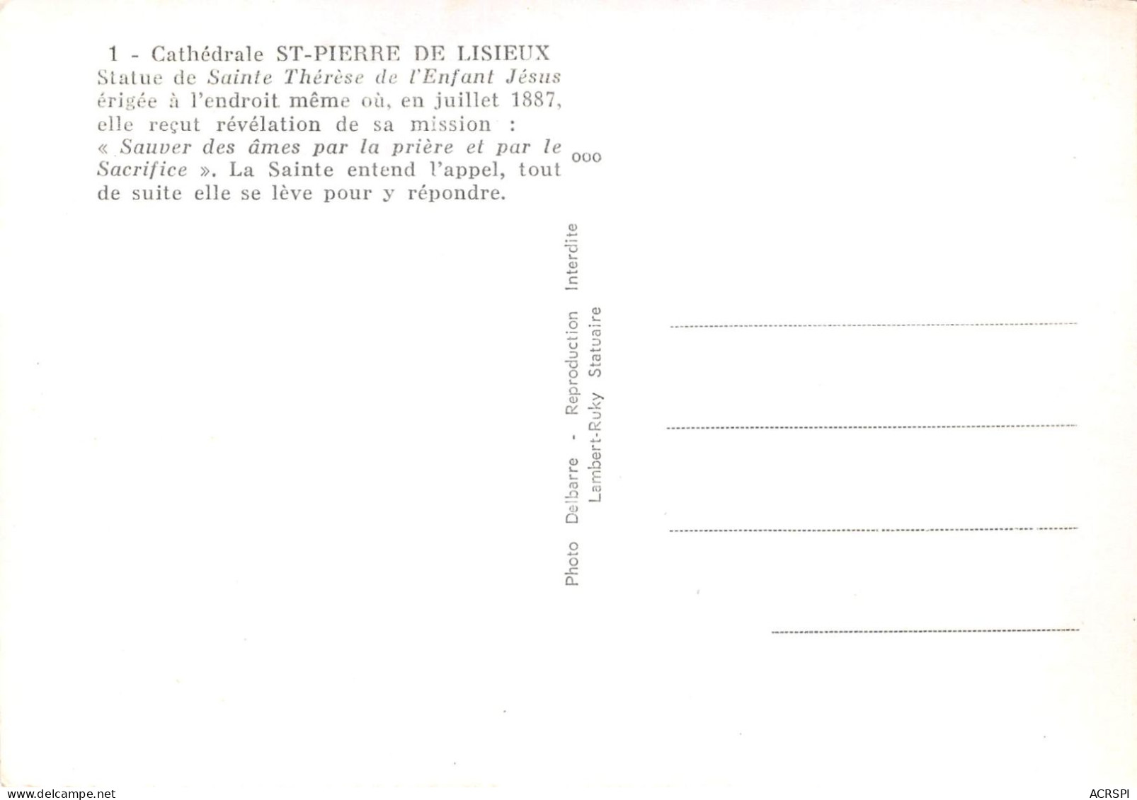 CATHEDRALE ST PIERRE DE LISIEUX Statue De Sainte Therese De L Enfant Jesus 15(scan Recto-verso) MA2118 - Lisieux