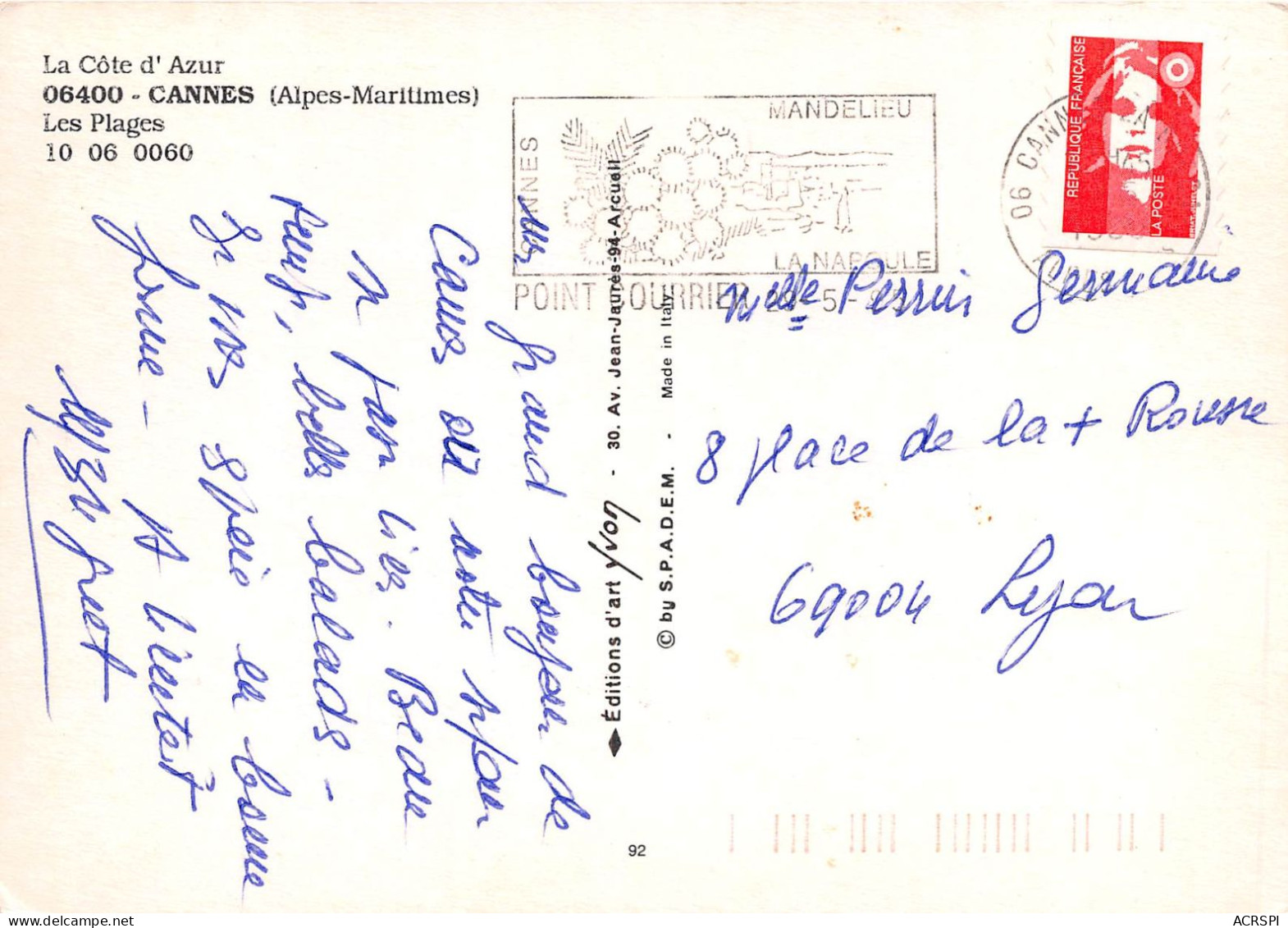 CANNES LES PLAGES 20(scan Recto-verso) MA2117 - Cannes