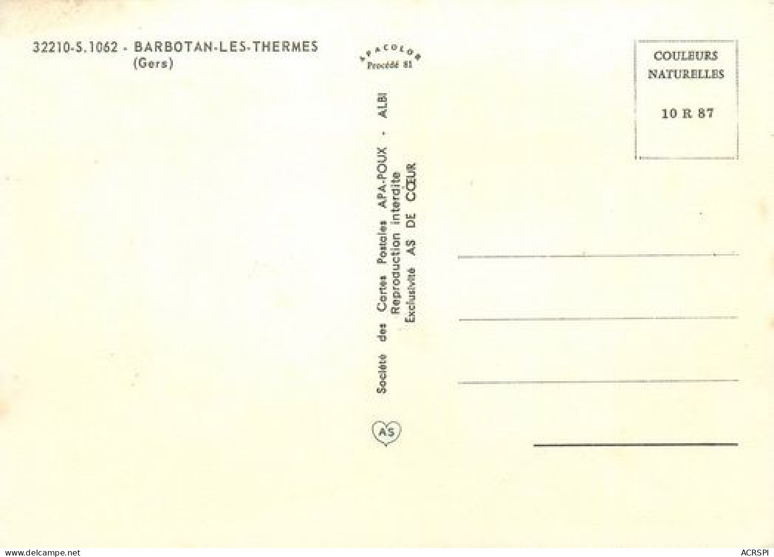 BARBOTAN Les THERMES  Priere Du Lotus 13   (scan Recto-verso)MA2132Ter - Barbotan