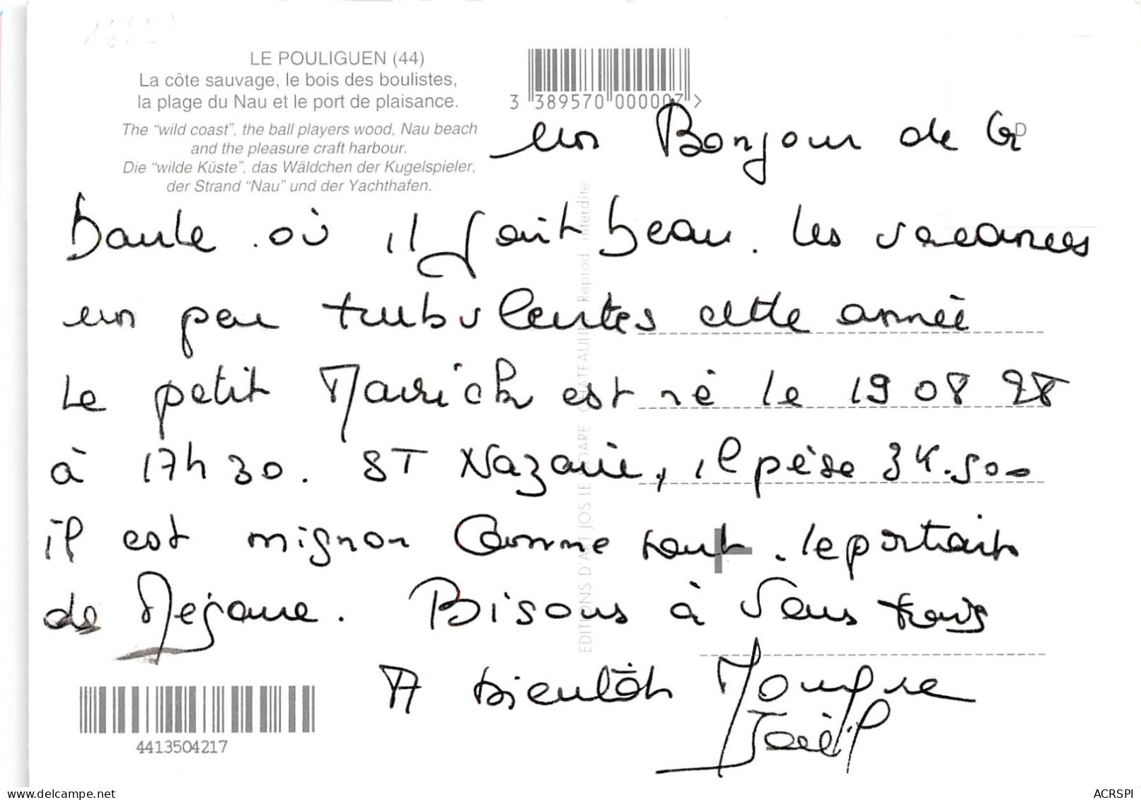 LE POULIGUEN LA Cote Sauvage Le Bois Des Boulistes 25(scan Recto-verso) MA2131 - Le Pouliguen