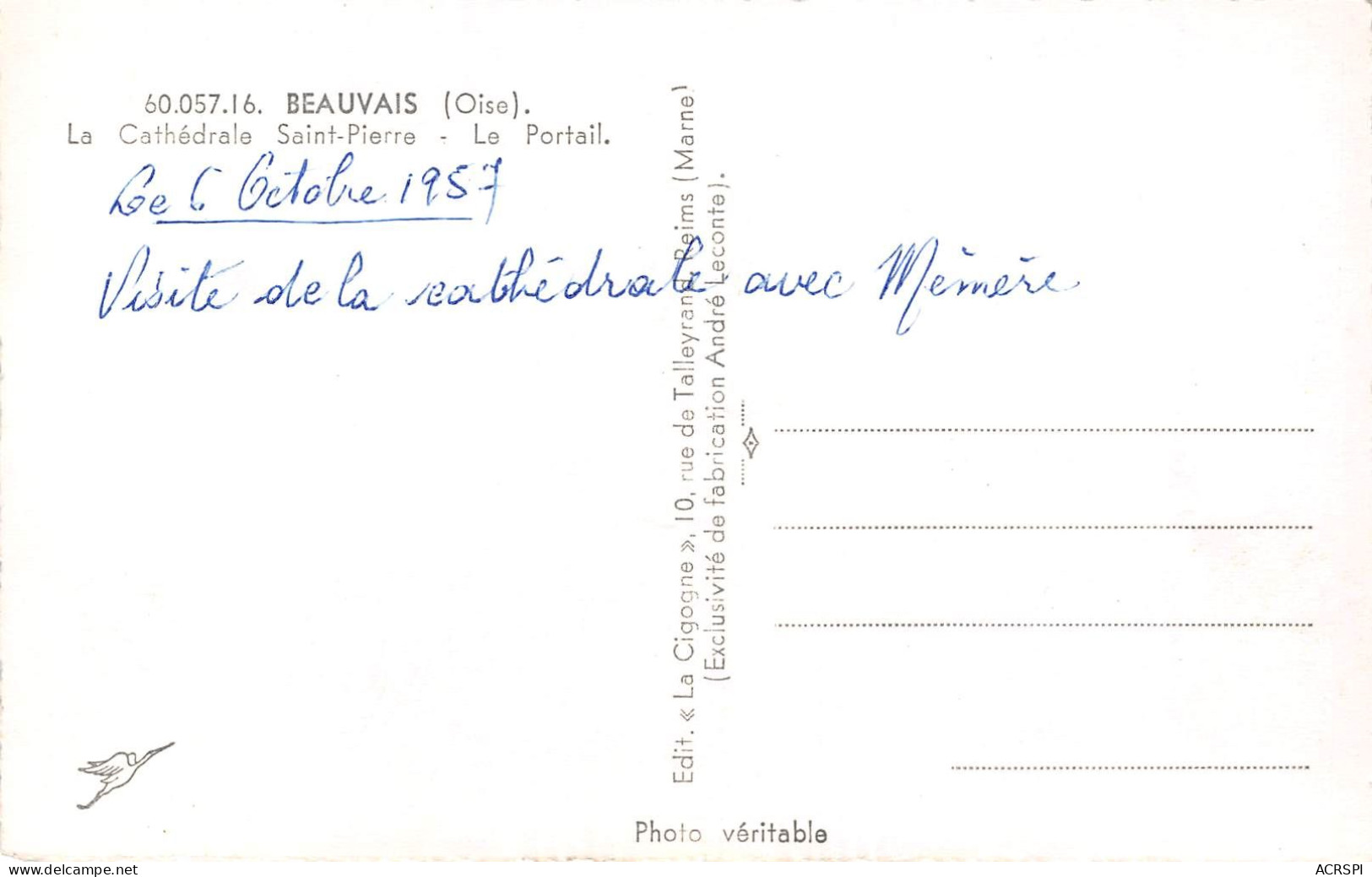 BEAUVAIS La Cathedrale Saint Pierre Le Portail 8(scan Recto-verso) MA2129 - Beauvais