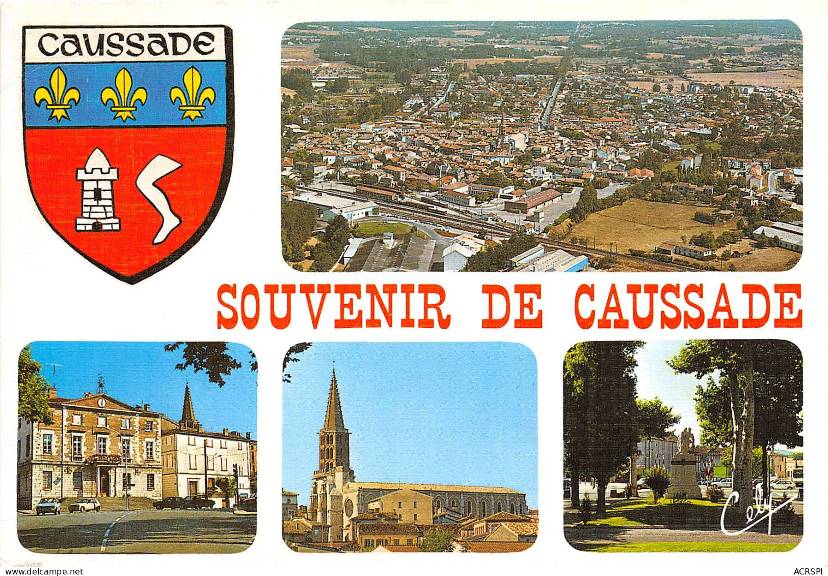 CAUSSADE Vue Generale La Mairie L Eglise L Esplanade 17(scan Recto-verso) MA2127 - Caussade