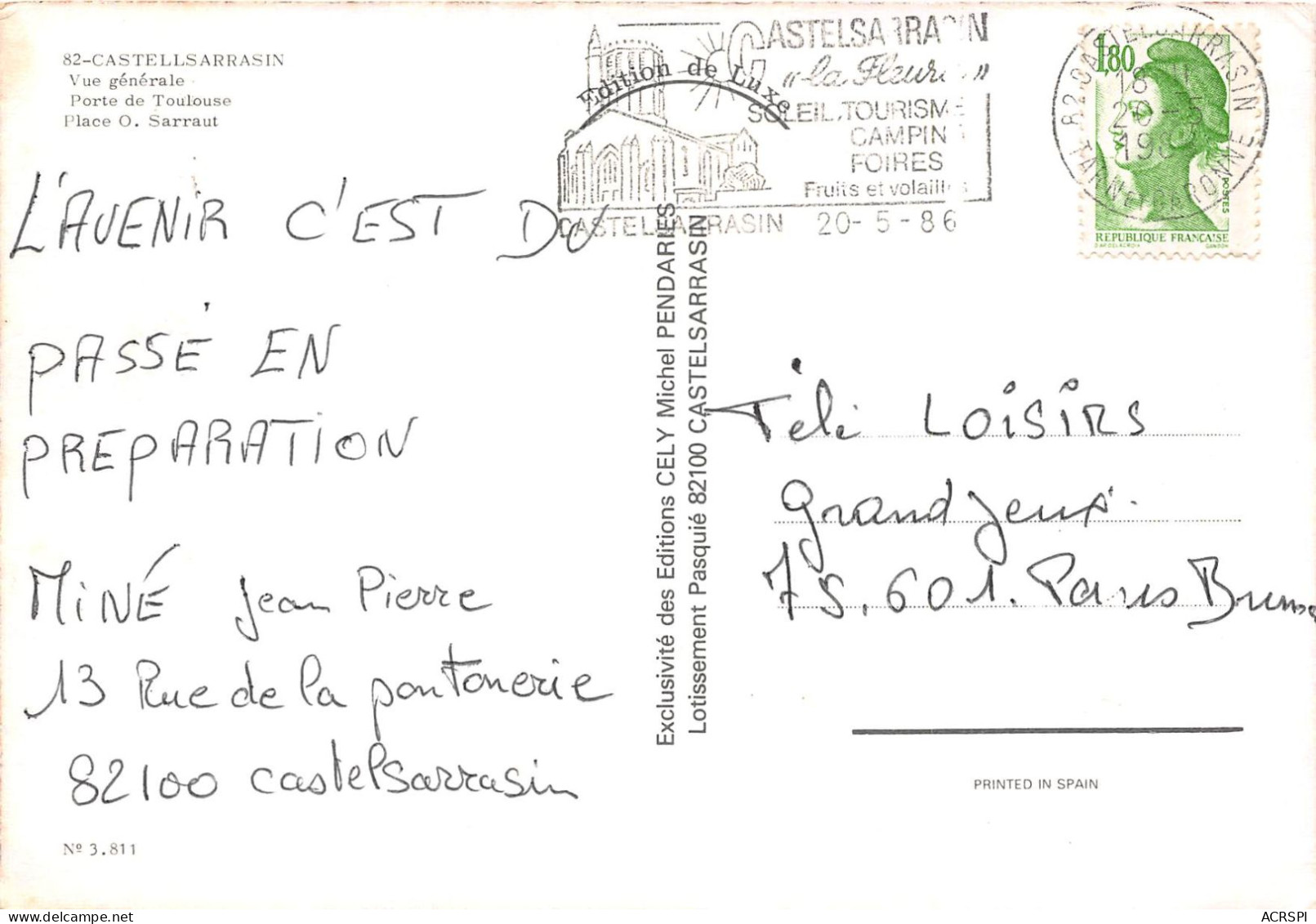 CASTELLSARRASIN Vue Generale Porte De Toulouse Place O Sarraut 11(scan Recto-verso) MA2127 - Castelsarrasin
