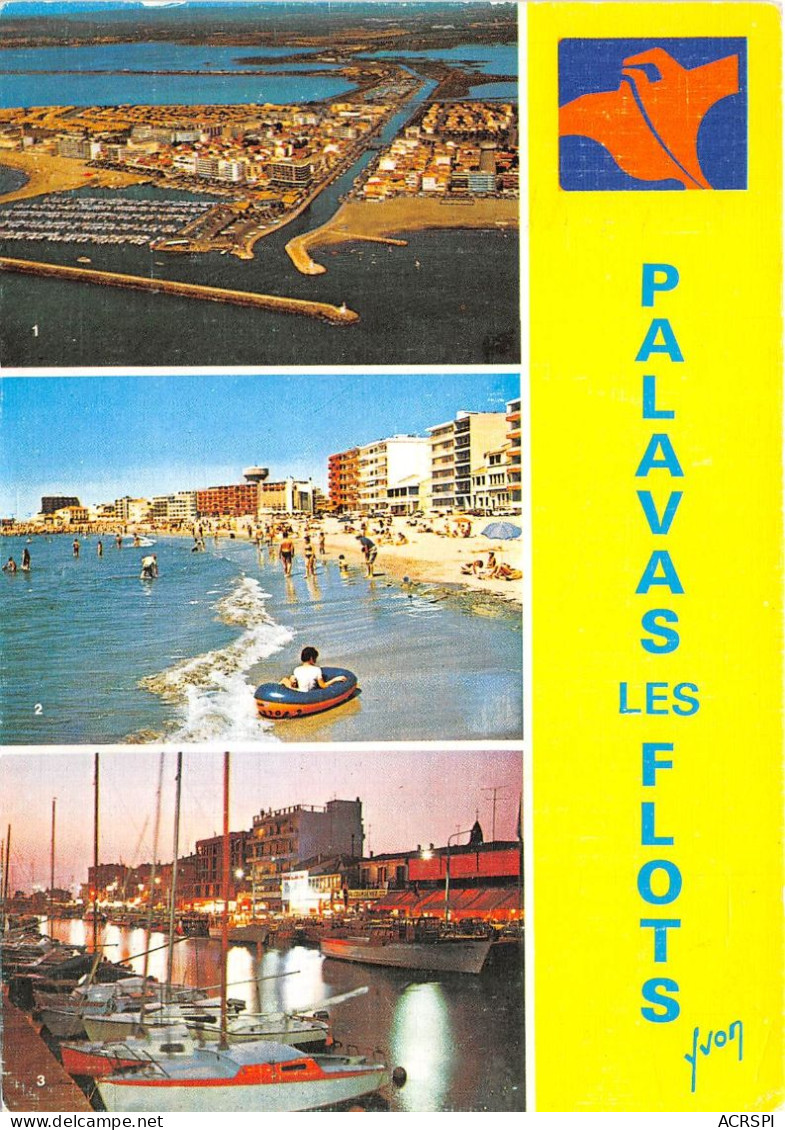 PALAVAS LES FLOTS Vue Generale Aerienne La Plage Rive Gauche Les Bords Du Canal Au Crepuscule22(scan Recto-verso) MA2125 - Palavas Les Flots