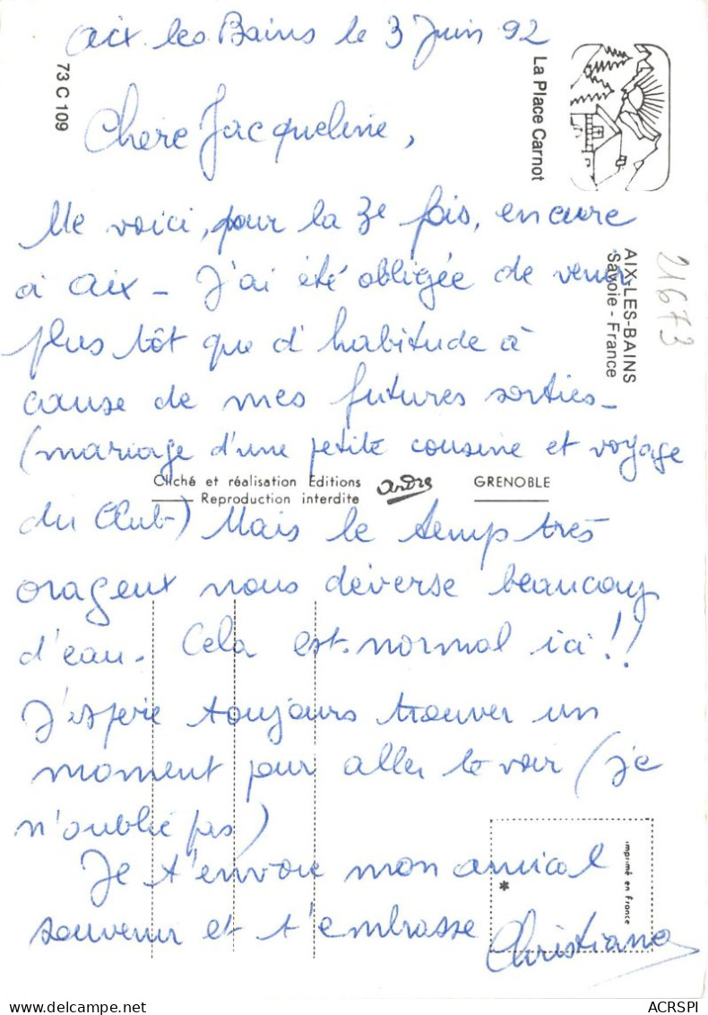 AIX LES BAINS La Place Carnot 8(scan Recto-verso) MA2152 - Aix Les Bains