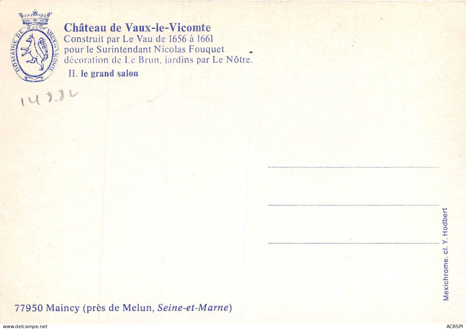 Chateau De VAUX LE VICOMTE 27(scan Recto-verso) MA2147 - Vaux Le Vicomte