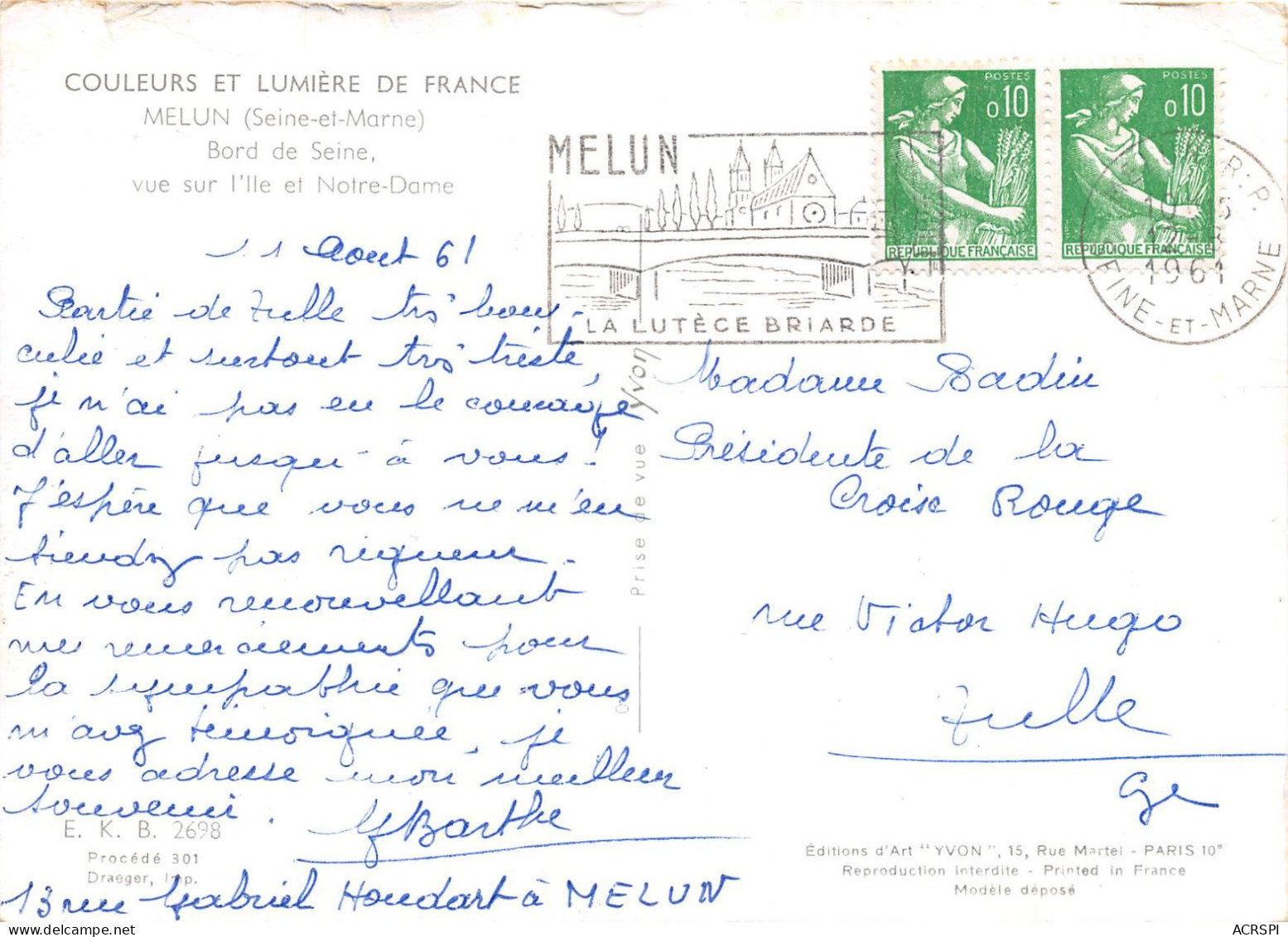 MELUN Bord De Seine Vue Sur L Ile Et Notre Dame 21(scan Recto-verso) MA2147 - Melun