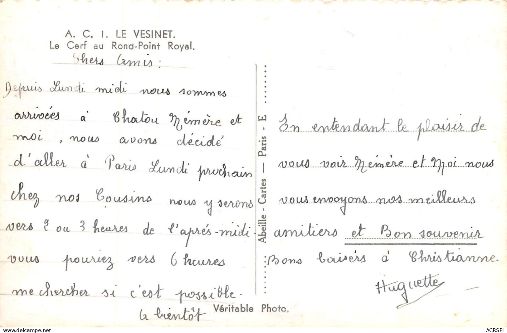 LE VESINET Le Cerf Au Rond Point Royal 6 (scan Recto-verso) MA2147 - Le Vésinet