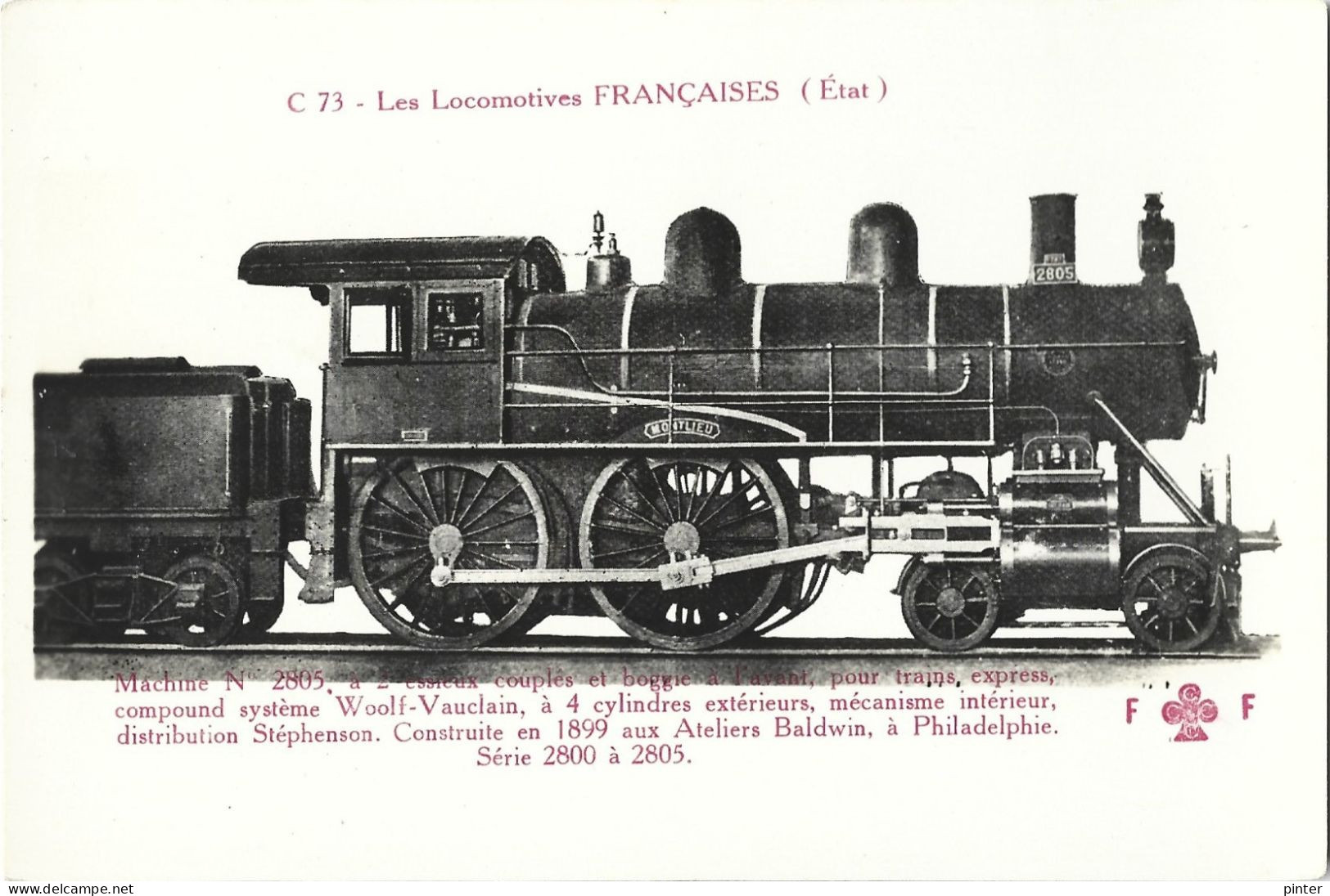 TRAIN - LES LOCOMOTIVES FRANCAISES (Etat) - Machine N° 2805 - Treni