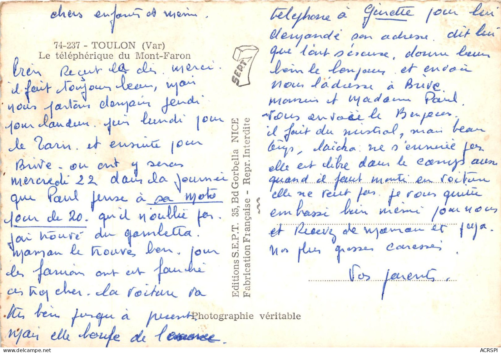 TOULON Le Telepherique Du Mont Faron 20(scan Recto-verso) MA2143 - Toulon